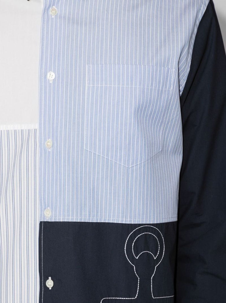 Embroidered Logo Patchwork Shirt