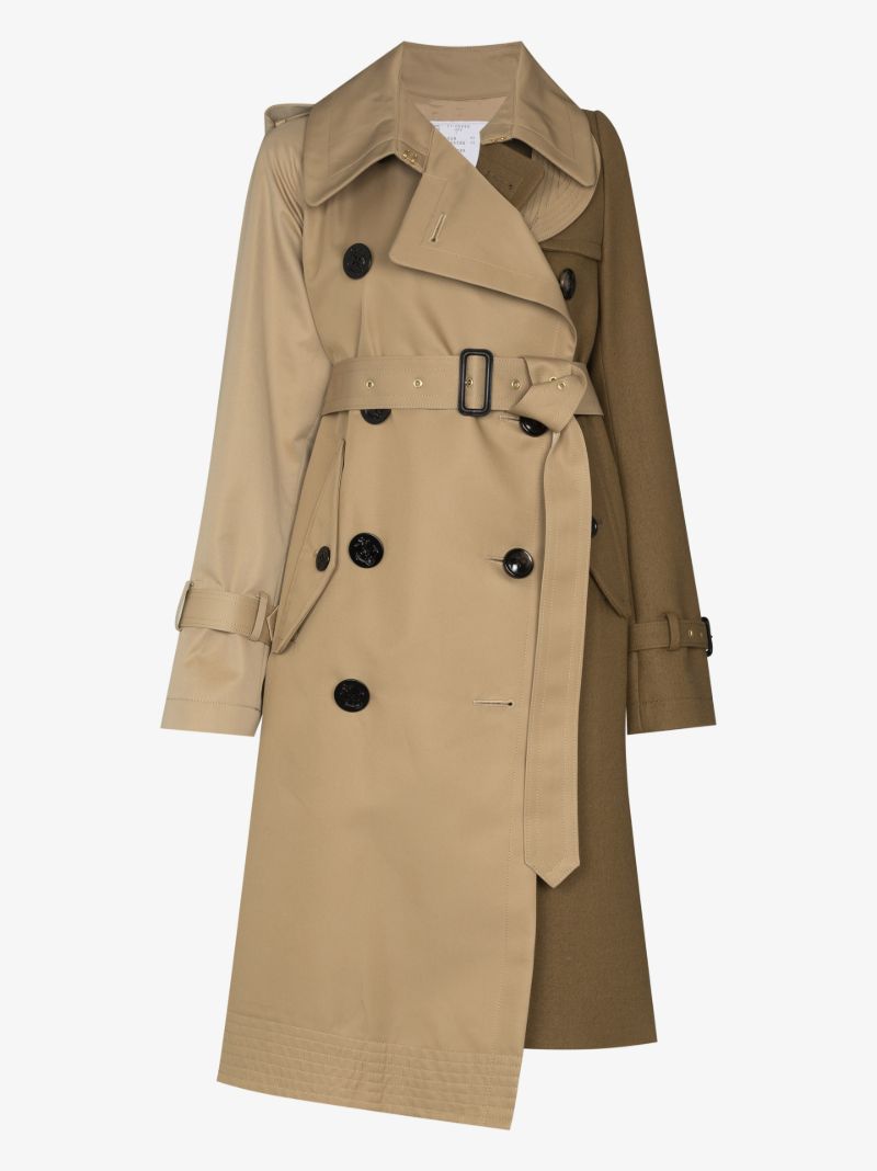 Two-tone Asymmetric Belted Trench Coat