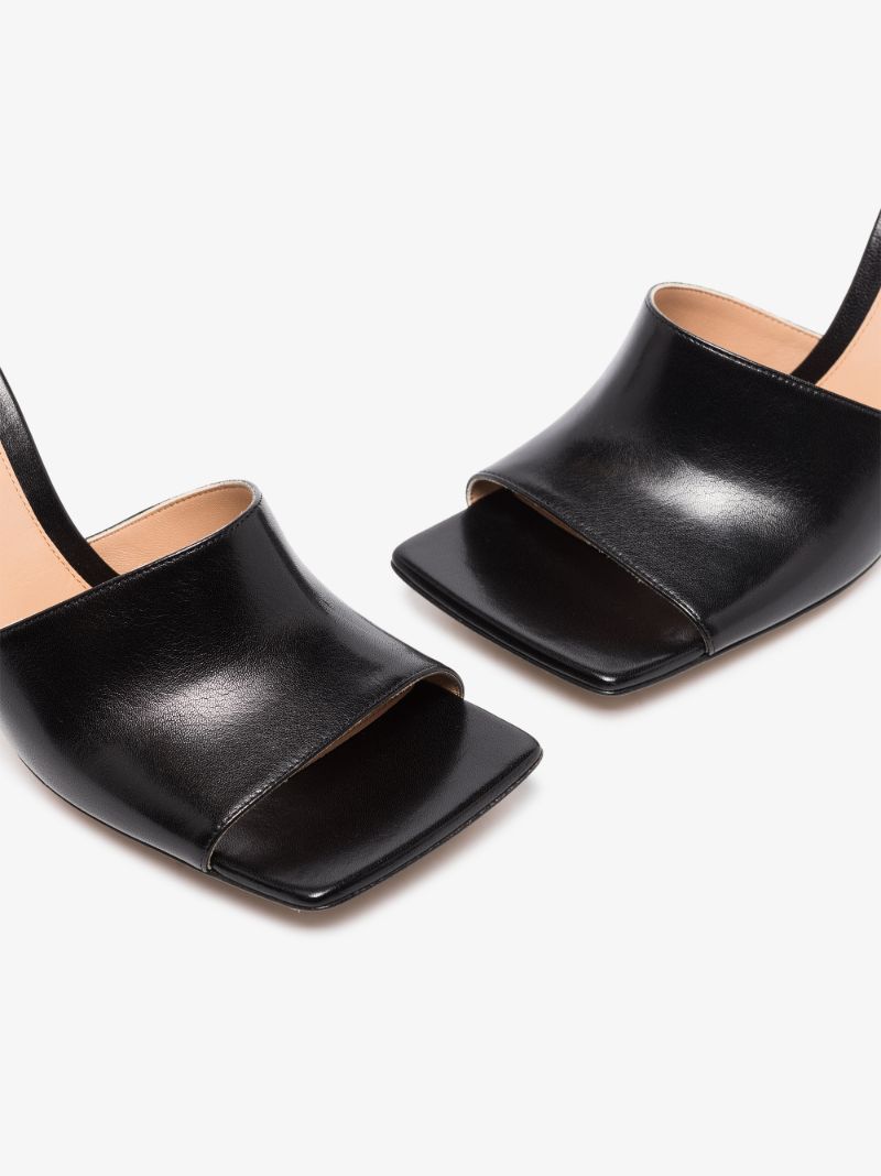 Black Stretch 90 Leather Mules