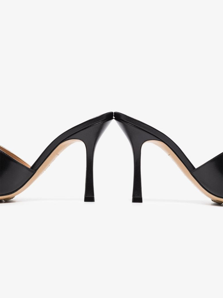 Black Stretch 90 Leather Mules