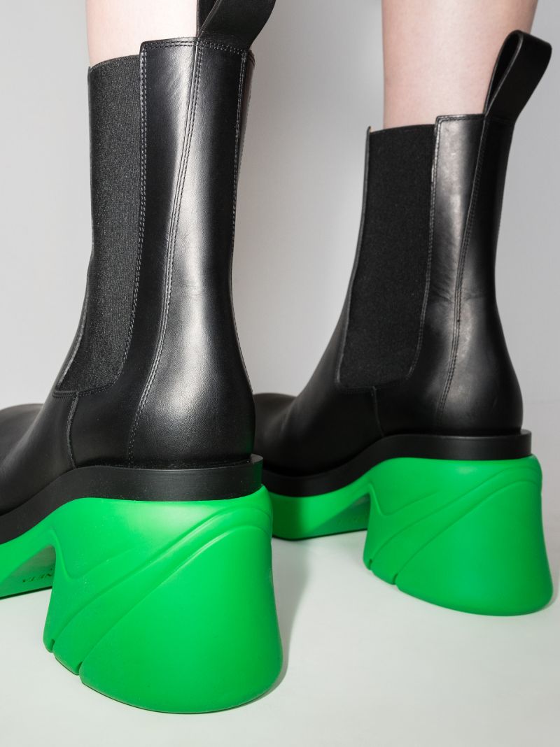 Black and Green Flash 95 Leather Ankle Boots