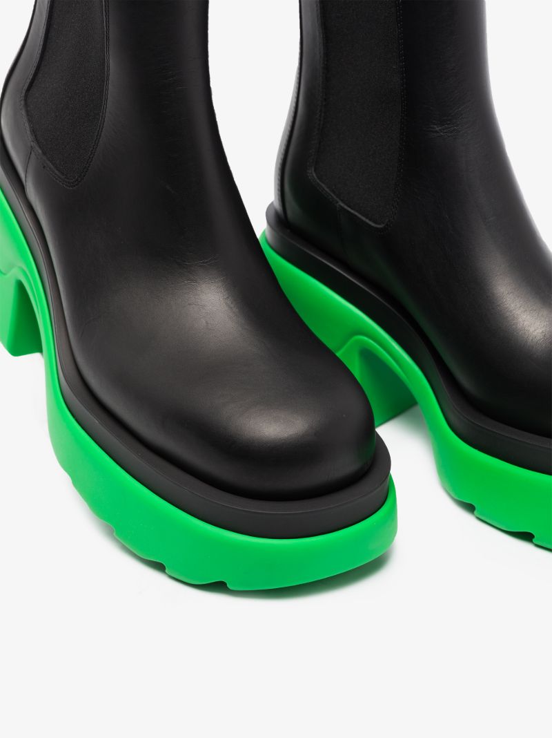 Black and Green Flash 95 Leather Ankle Boots