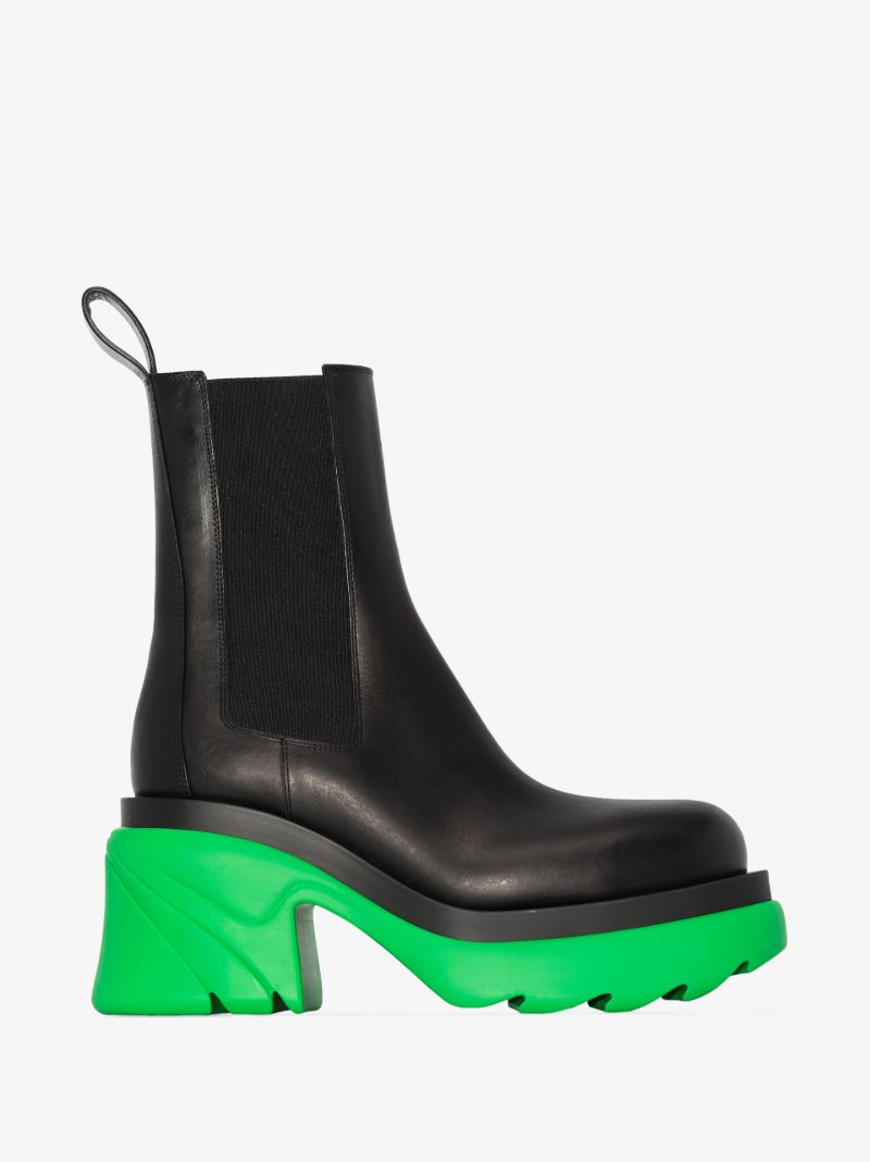 Black and Green Flash 95 Leather Ankle Boots