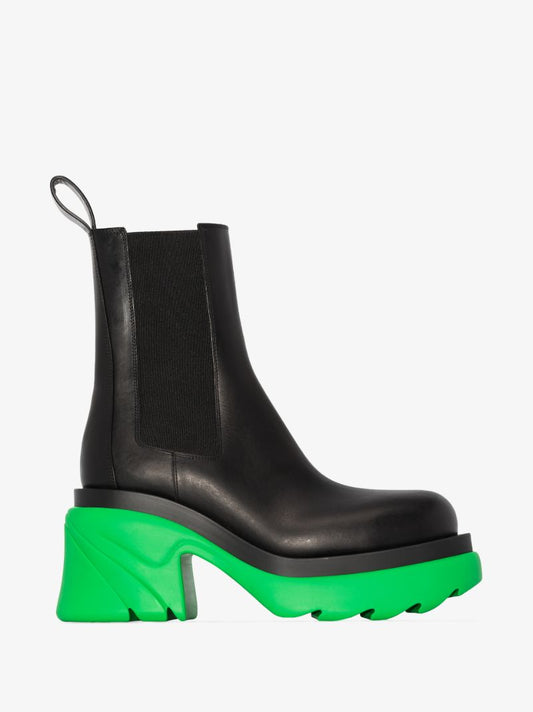 Black and Green Flash 95 Leather Ankle Boots