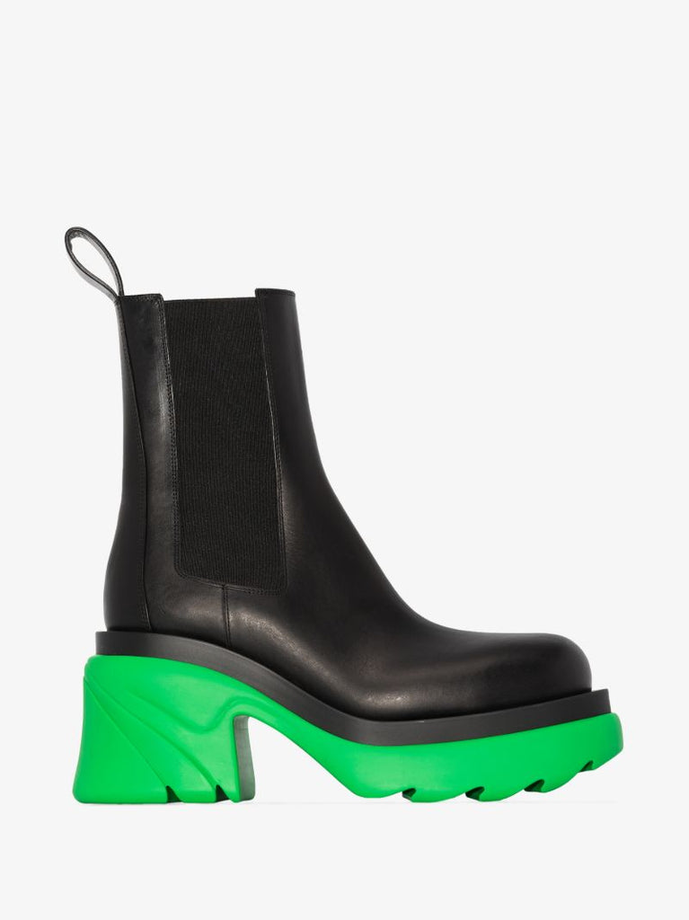 Black and Green Flash 95 Leather Ankle Boots