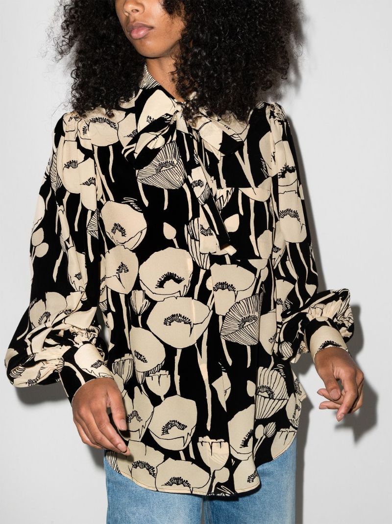 Poppy Print Silk Blouse