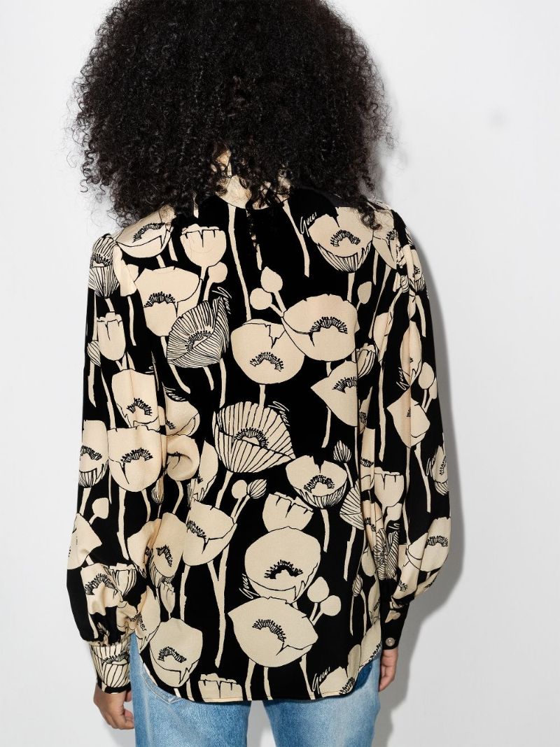 Poppy Print Silk Blouse