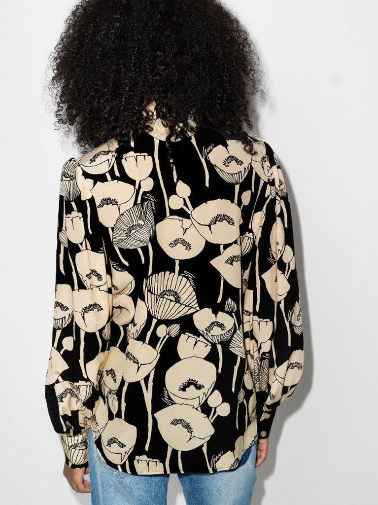 Poppy Print Silk Blouse