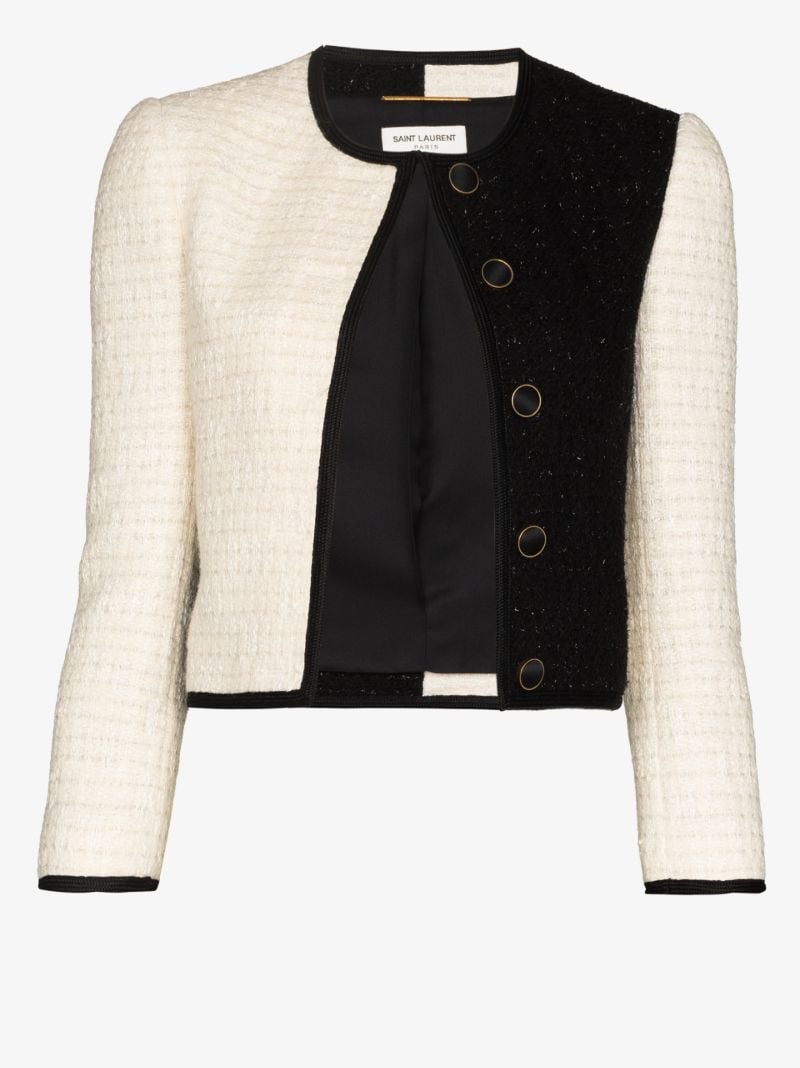 Black and White Two-tone Tweed Blazer