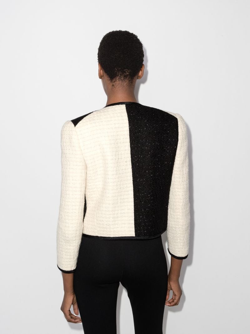 Black and White Two-tone Tweed Blazer