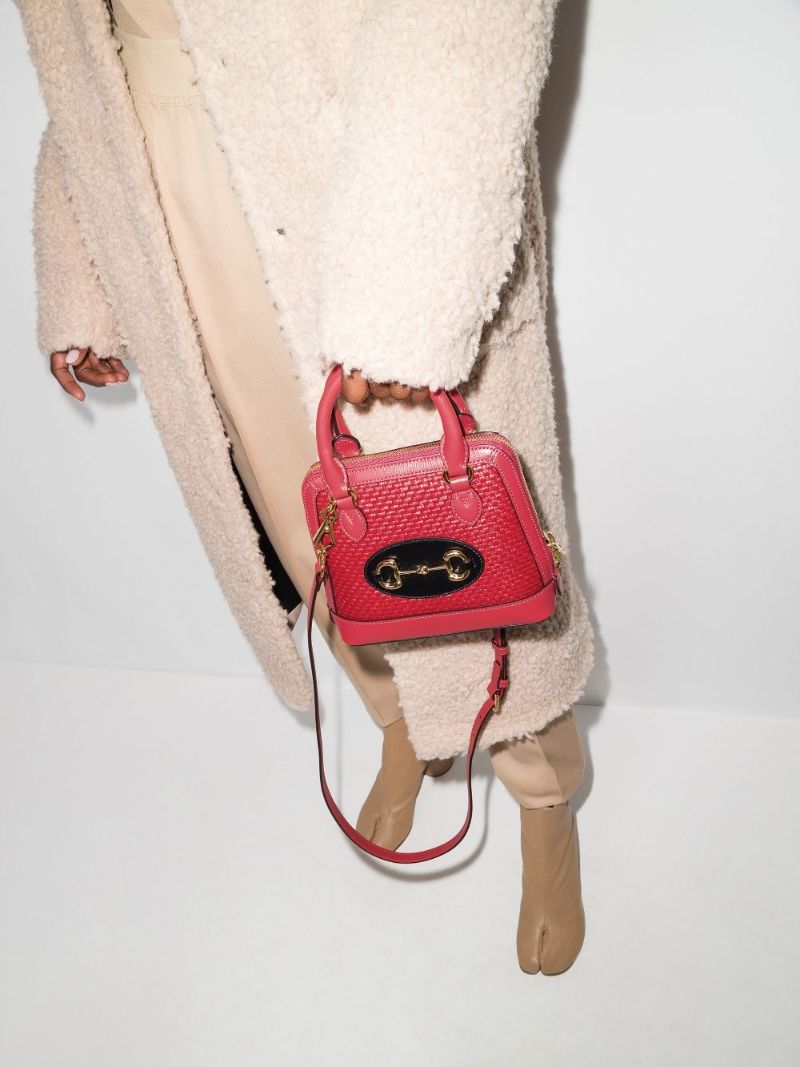 Red Horsebit 1955 Mini Leather Top Handle Bag