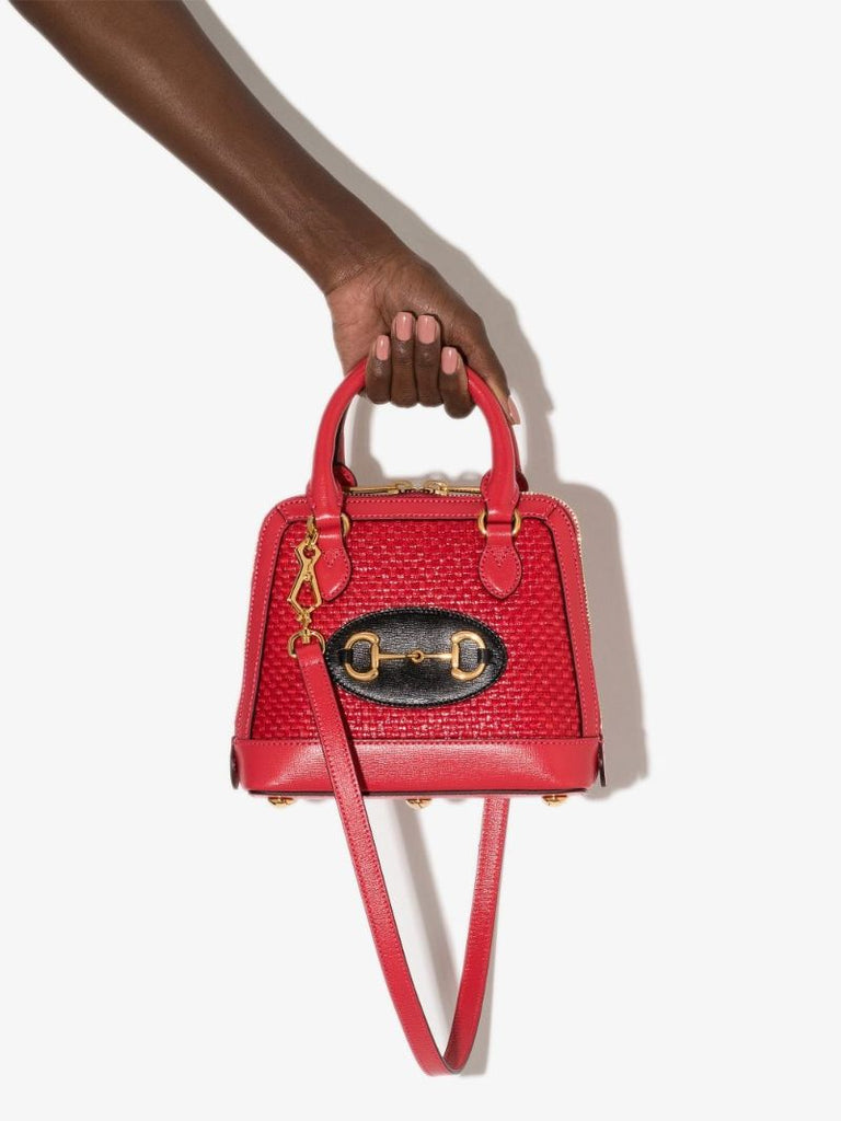 Red Horsebit 1955 Mini Leather Top Handle Bag