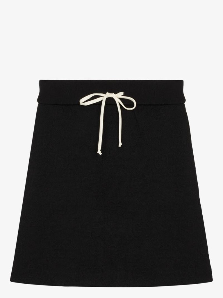 Embossed Drawstring Mini Skirt