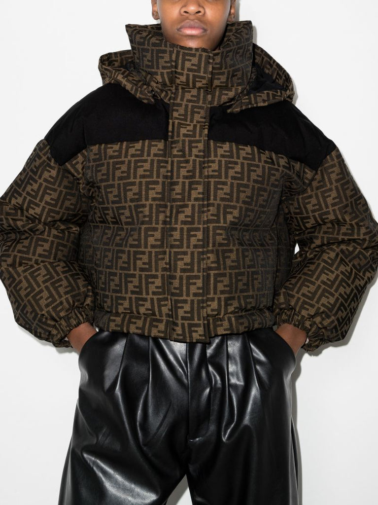 Ff Monogram Cropped Puffer Jacket