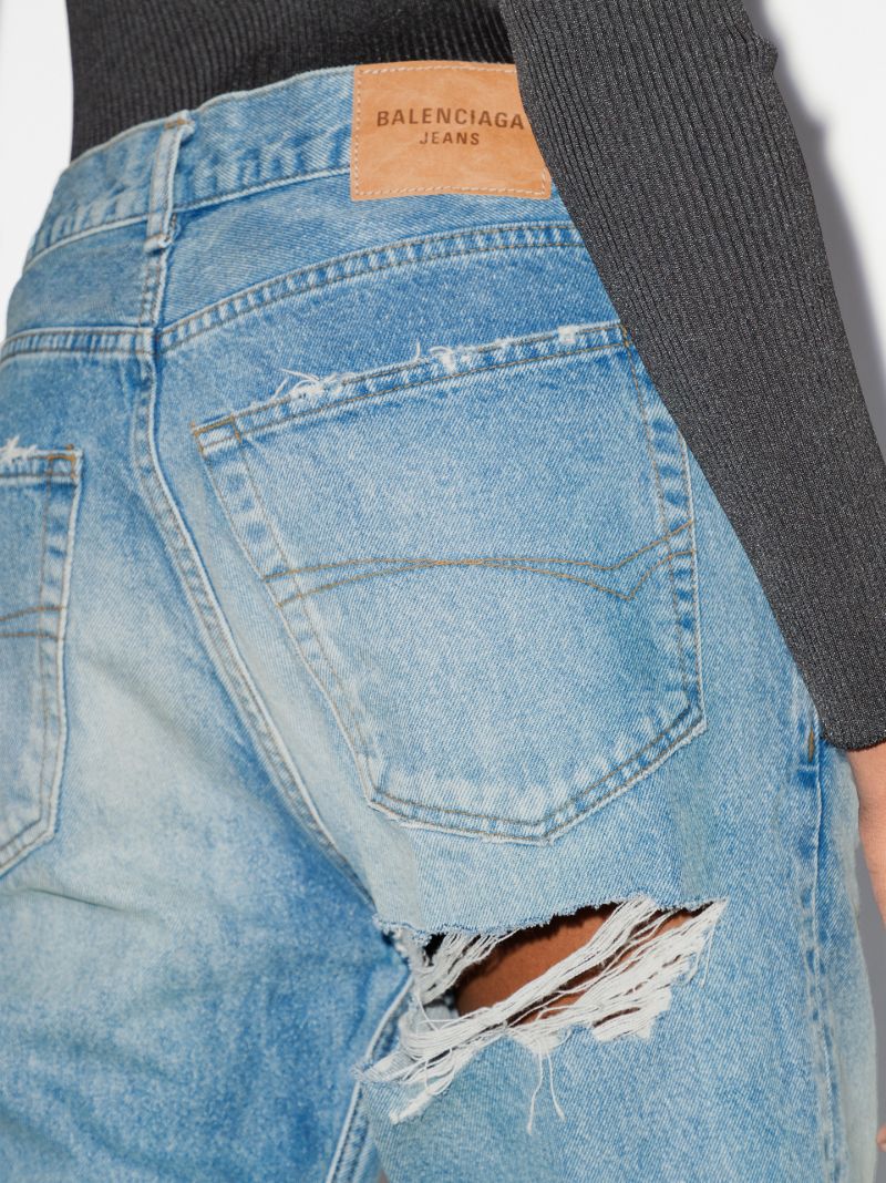 Bleu Distressed Straight-leg Jeans
