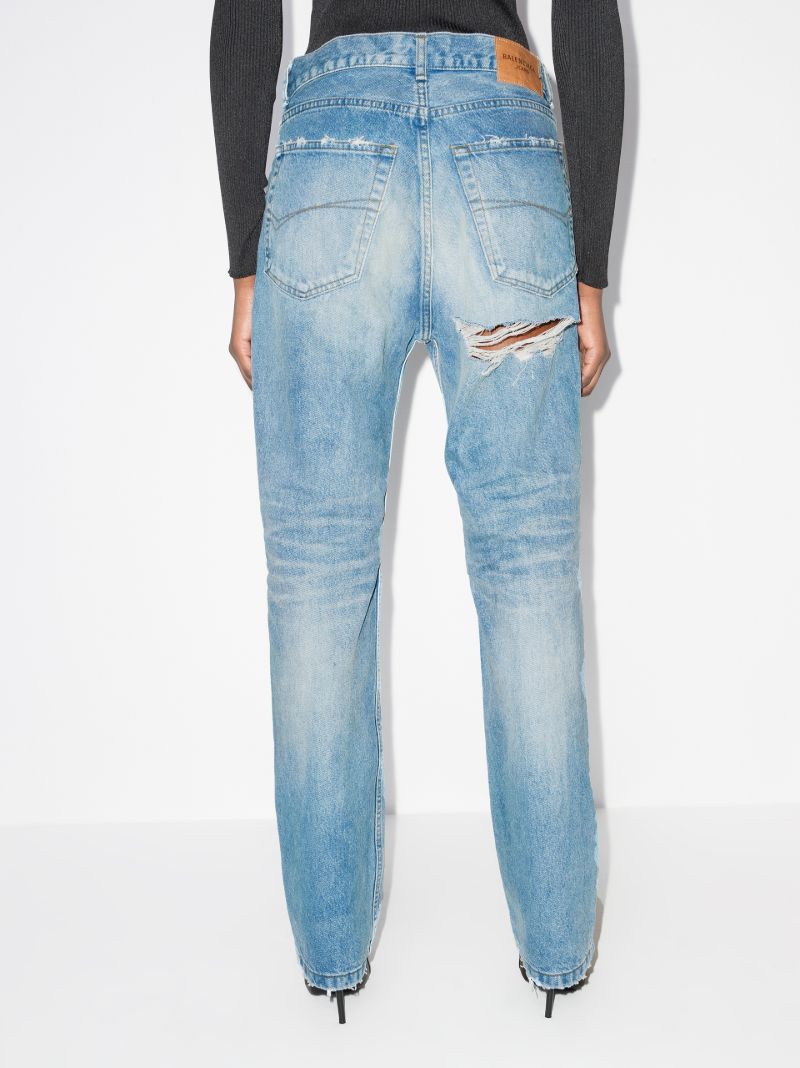 Bleu Distressed Straight-leg Jeans