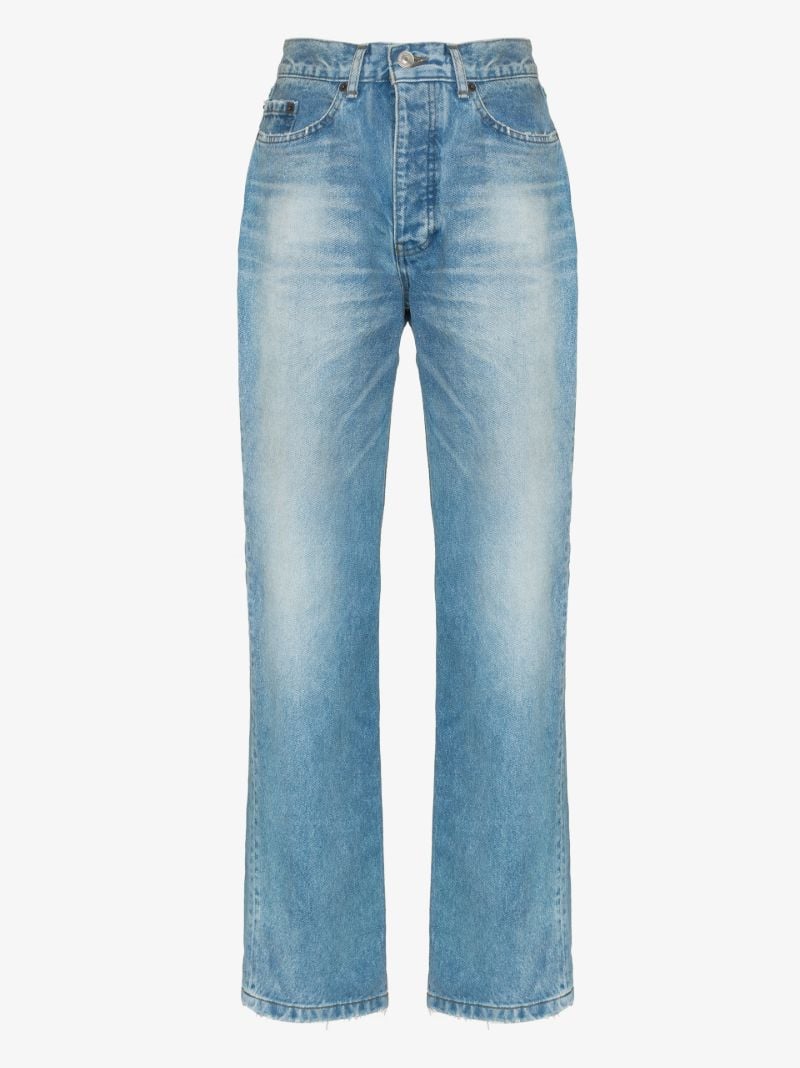 Bleu Distressed Straight-leg Jeans