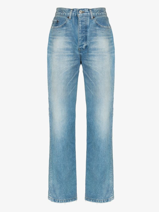 Bleu Distressed Straight-leg Jeans
