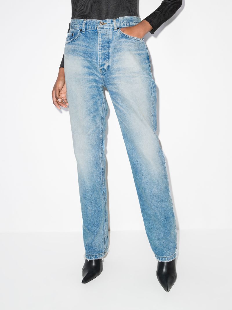 Bleu Distressed Straight-leg Jeans