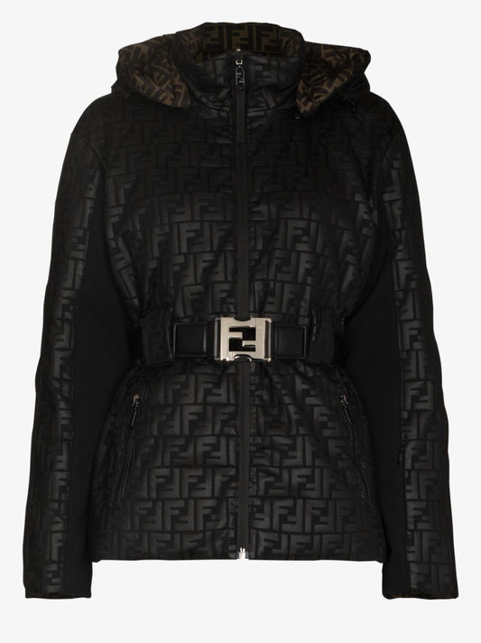 Ff Embossed Hooded Ski Jacket