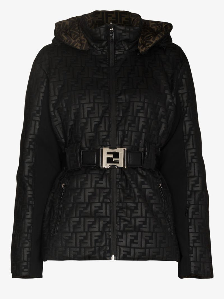 Ff Embossed Hooded Ski Jacket