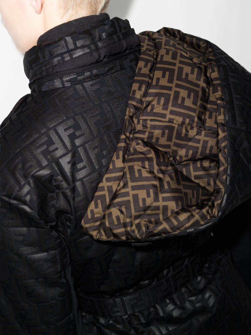 Ff Embossed Hooded Ski Jacket