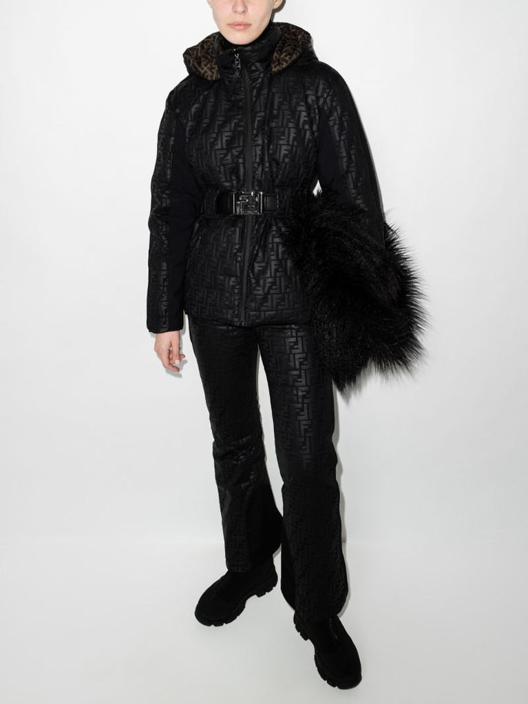 Ff Embossed Hooded Ski Jacket
