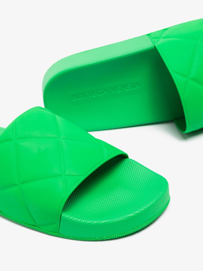 Green Quilted Rubber Slides