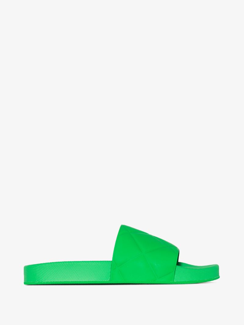 Green Quilted Rubber Slides
