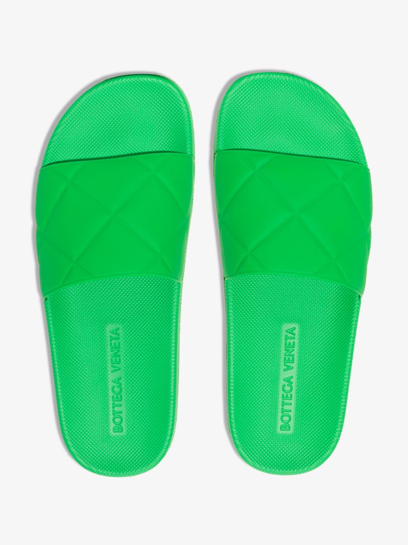 Green Quilted Rubber Slides