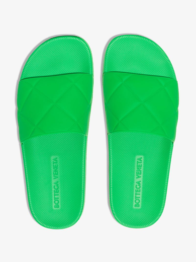 Green Quilted Rubber Slides