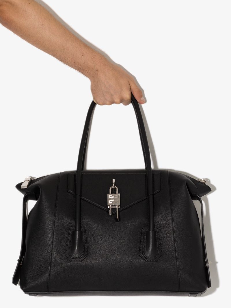 Black Antigona Lock Leather Tote Bag