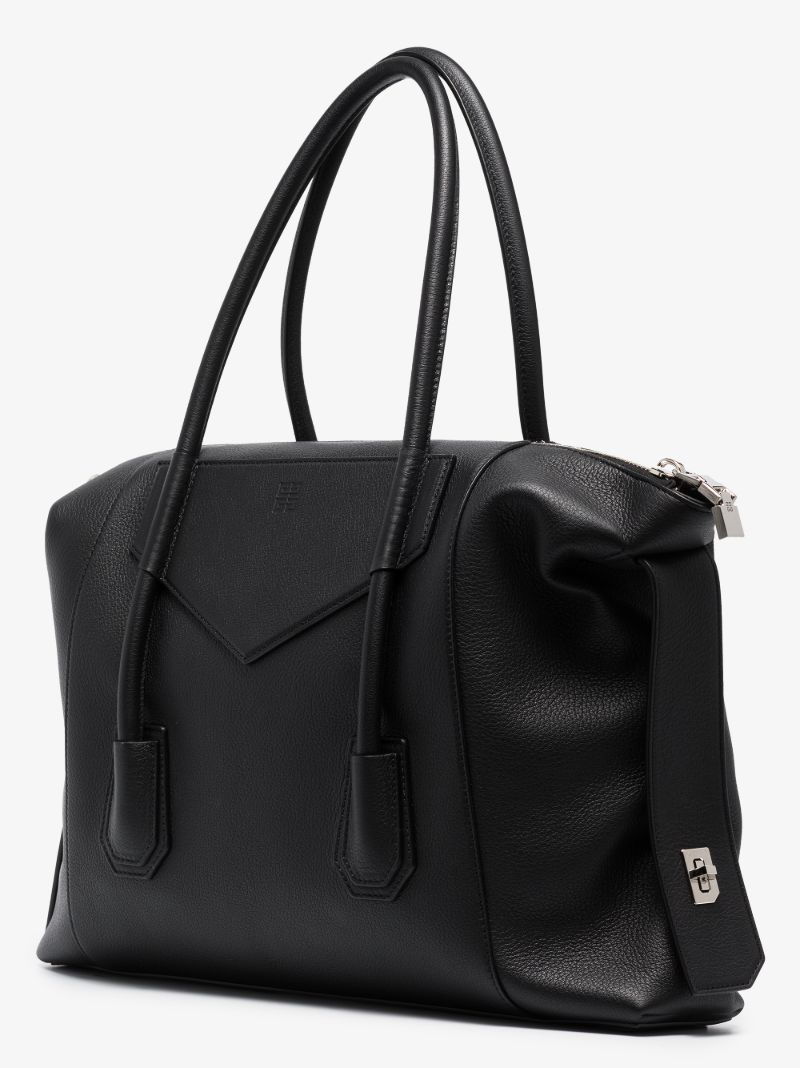 Black Antigona Lock Leather Tote Bag