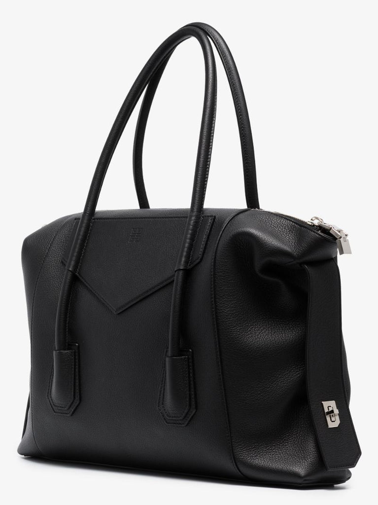 Black Antigona Lock Leather Tote Bag