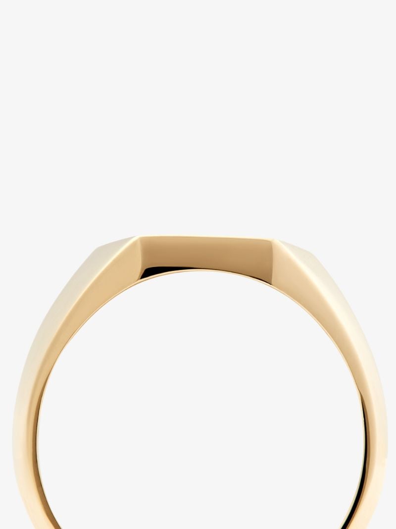 18k Yellow Gold Hex Knife Edge Signet Ring