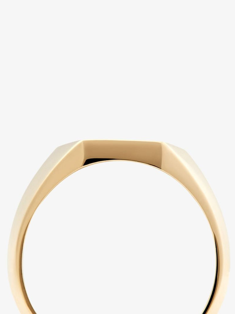 18k Yellow Gold Hex Knife Edge Signet Ring