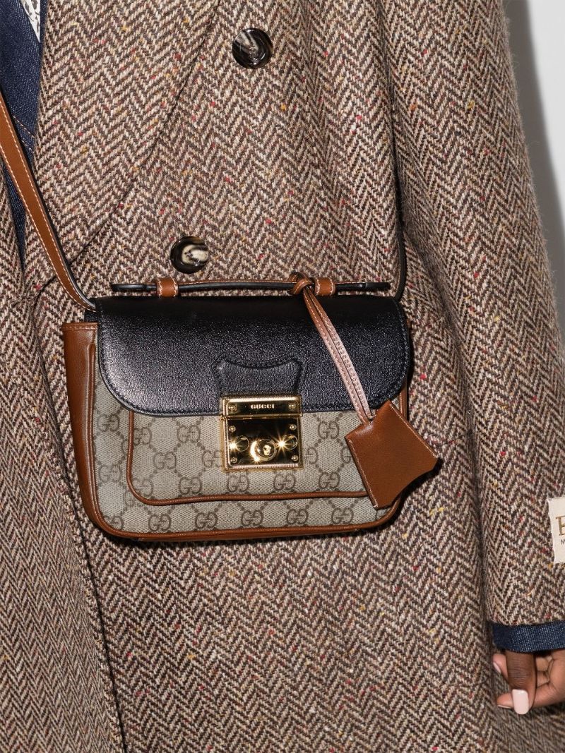 Black and Brown Padlock Mini Leather Shoulder Bag
