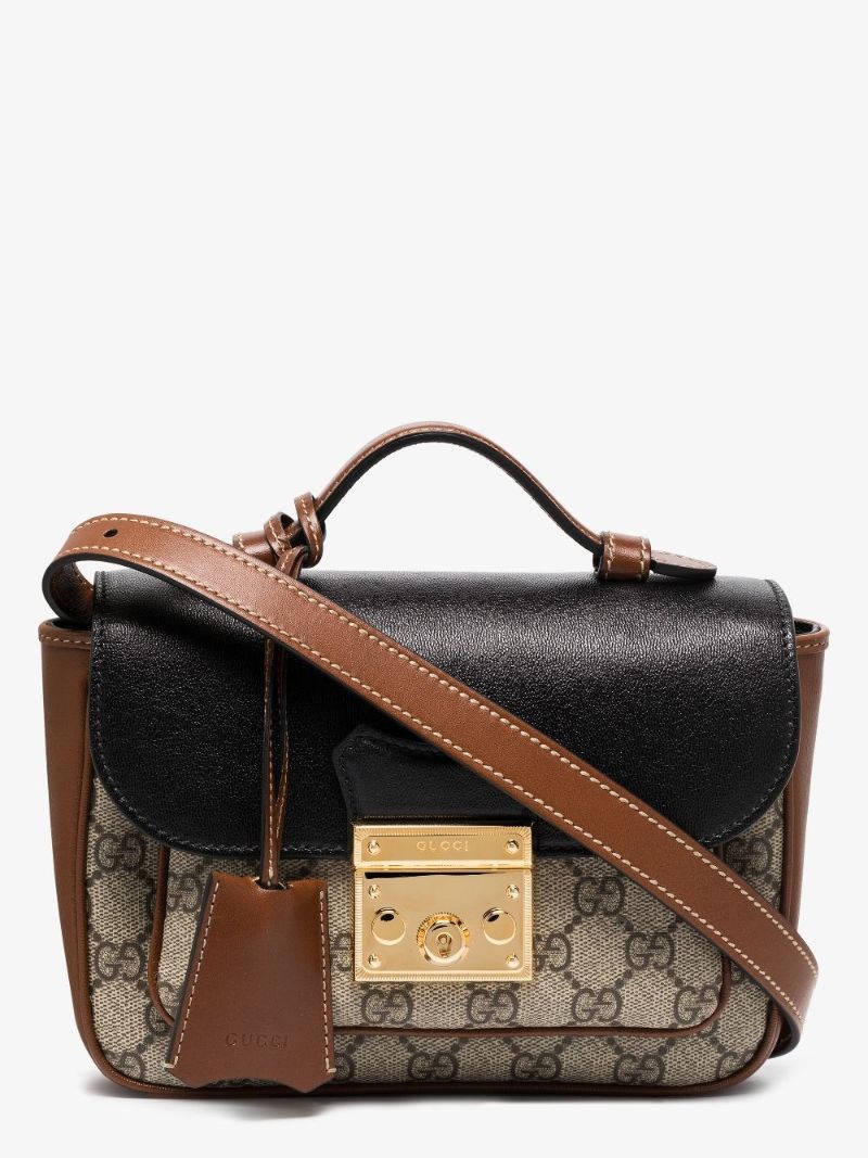 Black and Brown Padlock Mini Leather Shoulder Bag