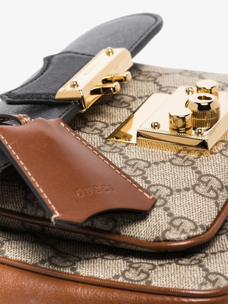 Black and Brown Padlock Mini Leather Shoulder Bag