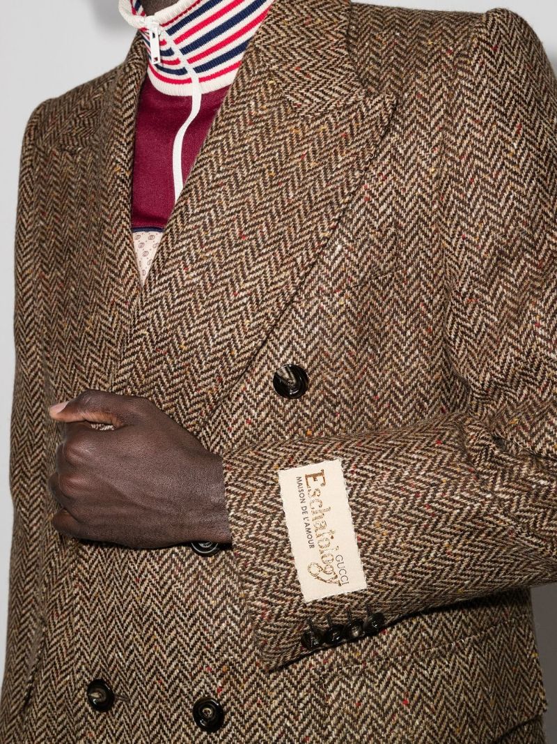 Double-breasted Herringbone Coat