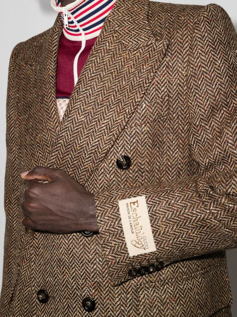 Double-breasted Herringbone Coat
