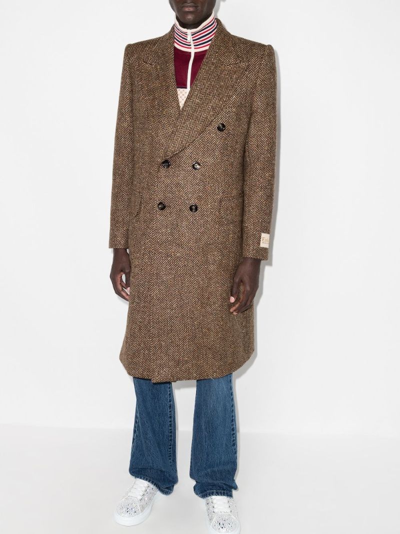 Double-breasted Herringbone Coat