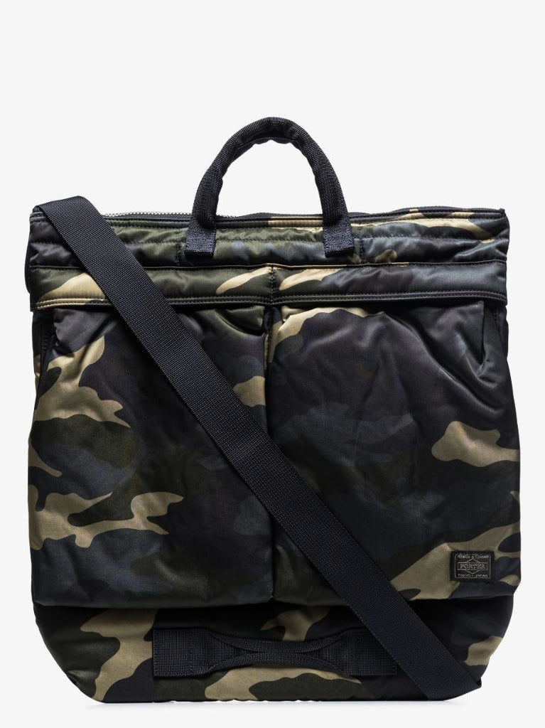 Green and Blue Helmet Camouflage Tote Bag