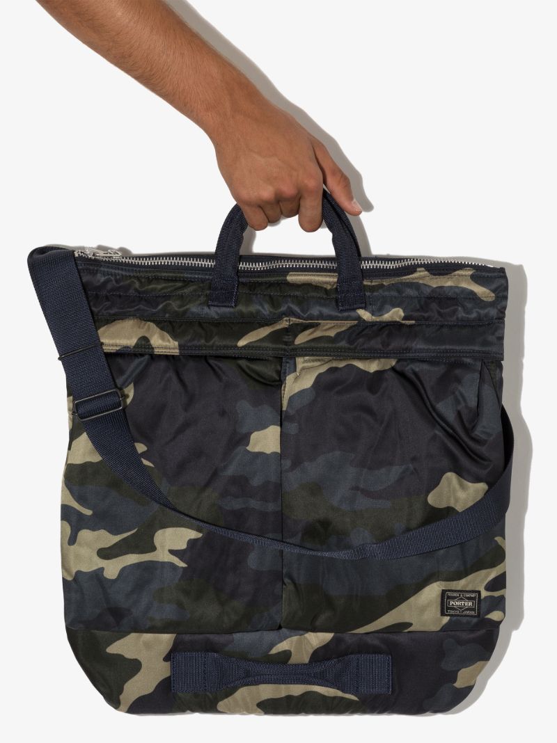 Green and Blue Helmet Camouflage Tote Bag