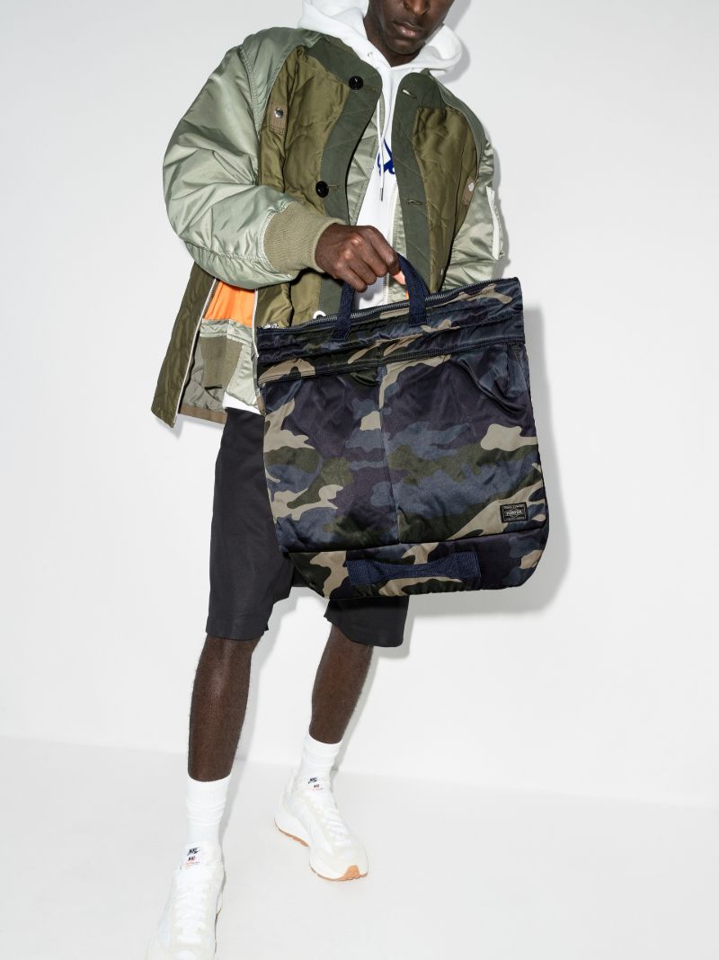Green and Blue Helmet Camouflage Tote Bag
