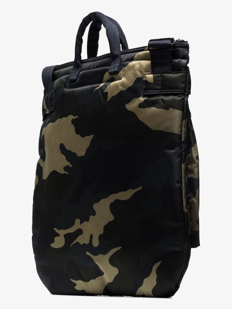 Green and Blue Helmet Camouflage Tote Bag