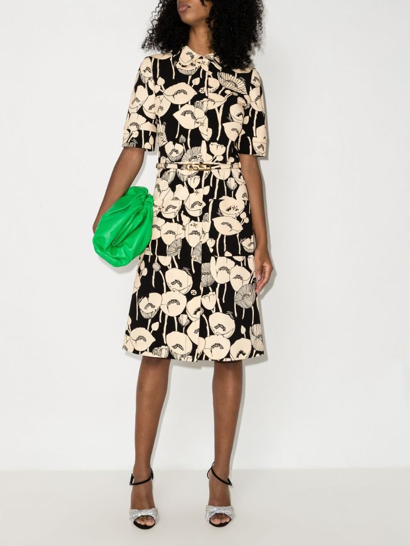 Poppy Print Belted Dress