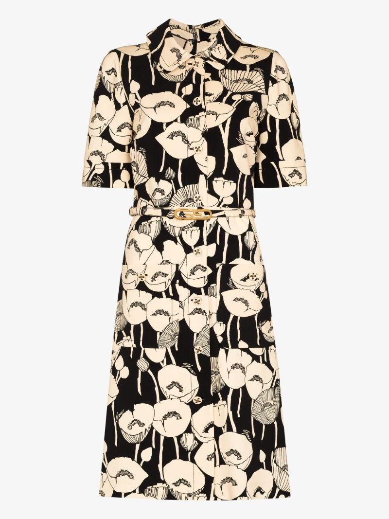 Poppy Print Belted Dress