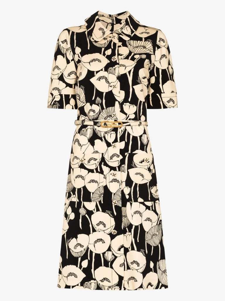 Poppy Print Belted Dress
