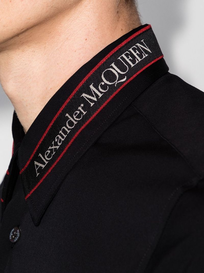 Black Logo Tape Collar Shirt